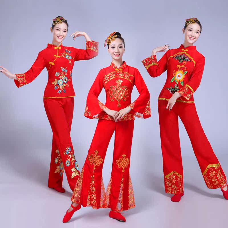 2018新款秧歌服中老年腰鼓服扇子舞套装成人女民族广场舞表演服装|ruв категории Женская одежда, костюм/национальная одежда/театр костюм, национальная одежда/этап погрузки - от Buy2taobao.com для оказания профессиональной услуги покупки агента Taobao