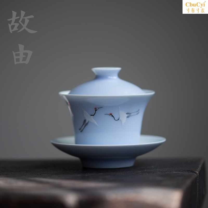 Jingdezhen Red-crowned crane colour Cover bowl Hand drawn Pastel ceramics Make tea manual Kungfu Online tea setin the Tableware , Tea set , Tureen category - from Buy2taobao.com to provide professional Taobao agent buy service