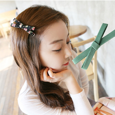 日韩交叉布艺蝴蝶结发夹发卡发饰品韩国简约头饰刘海边夹鸭嘴夹子