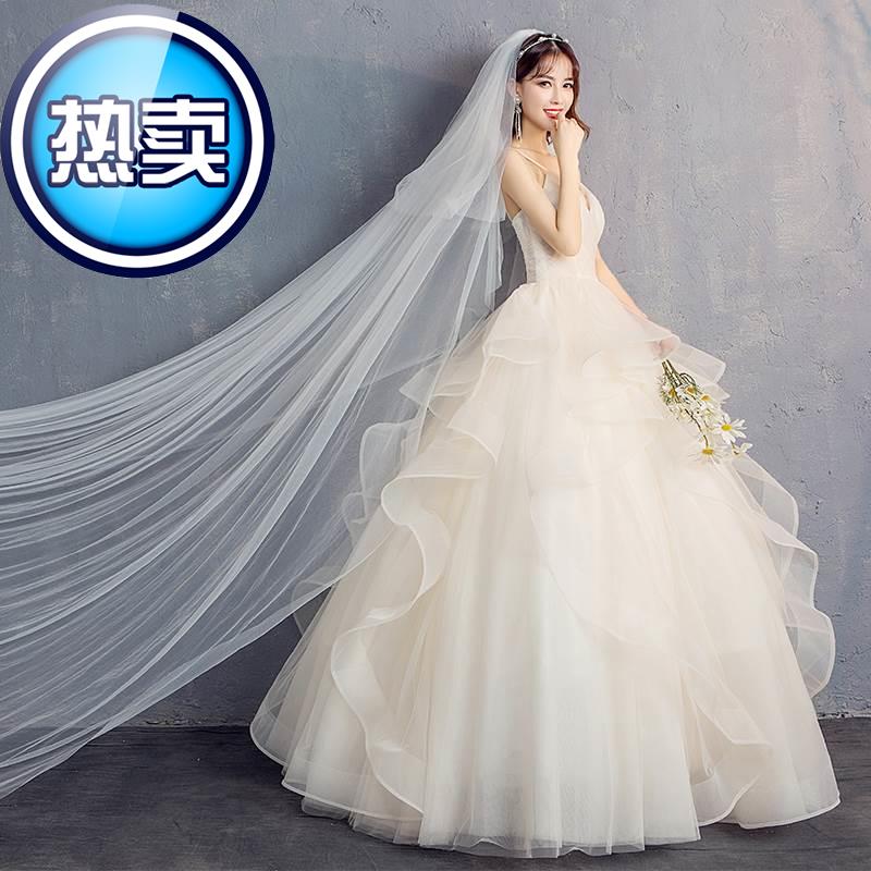 Main new female model 2019 marry bride Wedding dress full dress Qi Di Chest wiping 3 camisole V. Pompous skirt Show thin Tailingin the Women's clothing/Boutique , Wedding/Cheongsam/Formal dress , Wedding category - from Buy2taobao.com to provide professional Taobao agent buy service