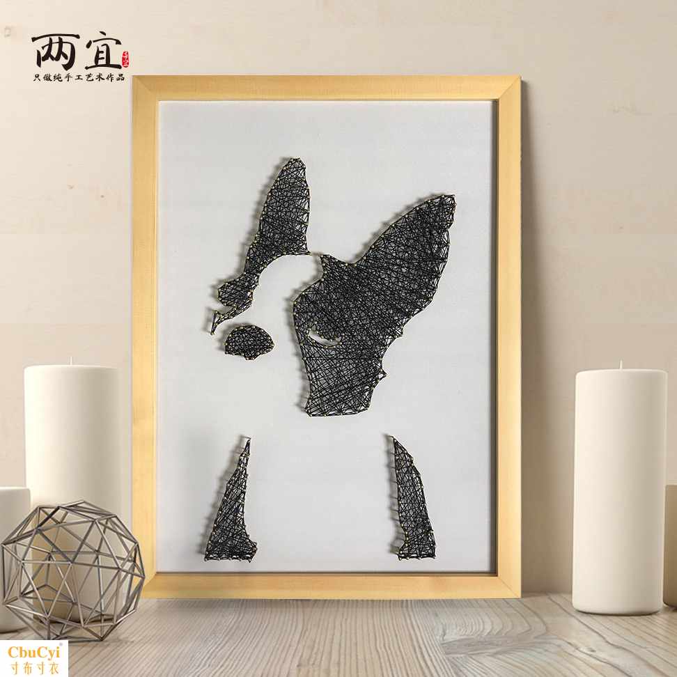 钉子画DIY手工制作绕线画黑白斗牛犬减压画客厅纱线挂画生日礼在类目 家居饰品, 装饰画, DIY/数字油画中 - 来自Buy2taobao.com提供专业的淘宝代购服务