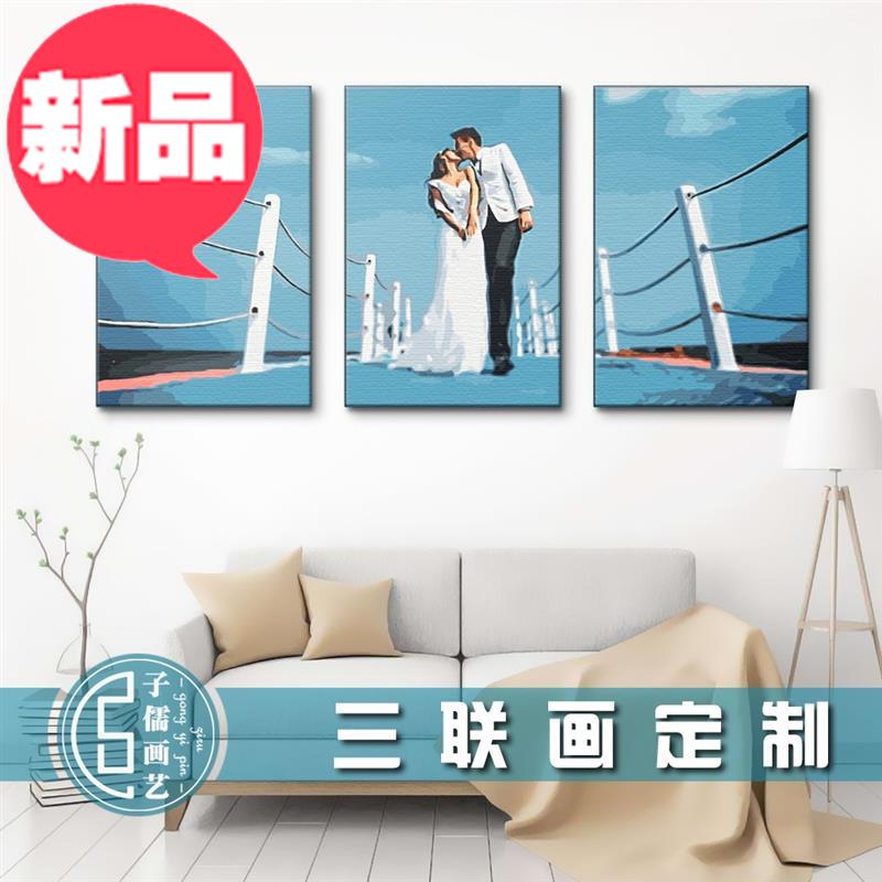 定制diy数字填充油画 三联三拼结婚照 大幅卧室床头g沙发背景挂画|ruв категории Домашний быт, декоративная живопись, DIY/цифровой живописи - от Buy2taobao.com для оказания профессиональной услуги покупки агента Taobao
