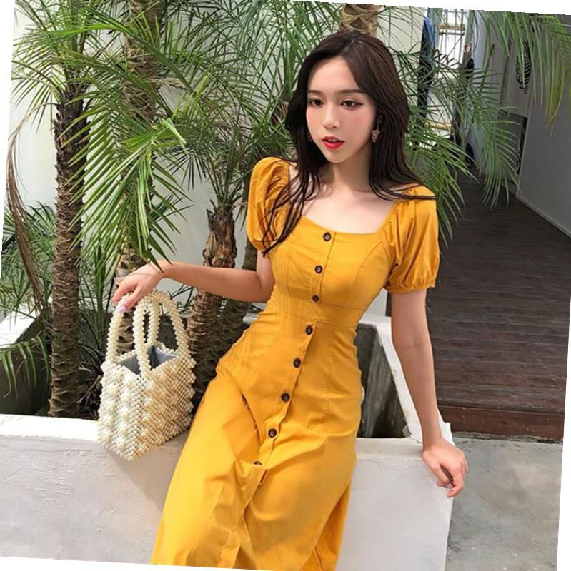 裙子仙女超仙森系法式桔梗裙甜美气质修身收腰复古方领连衣裙夏季在类目 女装/女士精品, 连衣裙中 - 来自Buy2taobao.com提供专业的淘宝代购服务