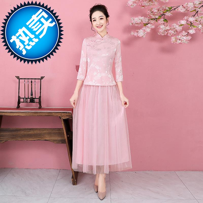 中式复古姐妹团伴娘服2018新款中袖长款中国P风旗袍新娘晚礼服裙在类目 女装/女士精品, 婚纱/旗袍/礼服, 礼服/晚装中 - 来自Buy2taobao.com提供专业的淘宝代购服务