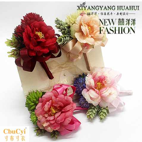 high quality peony Artificial Flower Wedding celebration Flower wrist Groom bride Sternum Sisters dance Hand Flower marry business affairs celebrationin the Festive supplies/Gift , Wedding Themes/Props , Flower wrist category - from Buy2taobao.com to provide professional Taobao agent buy service