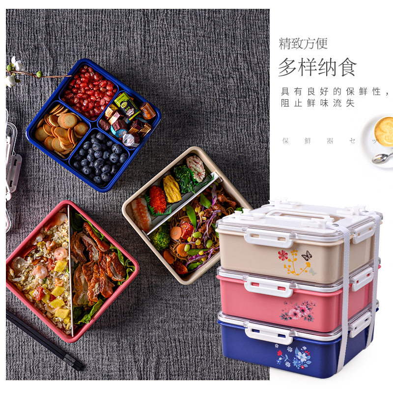 Bento Box Fresh keeping Microwave Oven heating Plastic Lunch box seal up With cover three layers Lunch box Japanese Separatedin the Tableware , Fresh container/Fresh Containers , Crisper category - from Buy2taobao.com to provide professional Taobao agent buy service