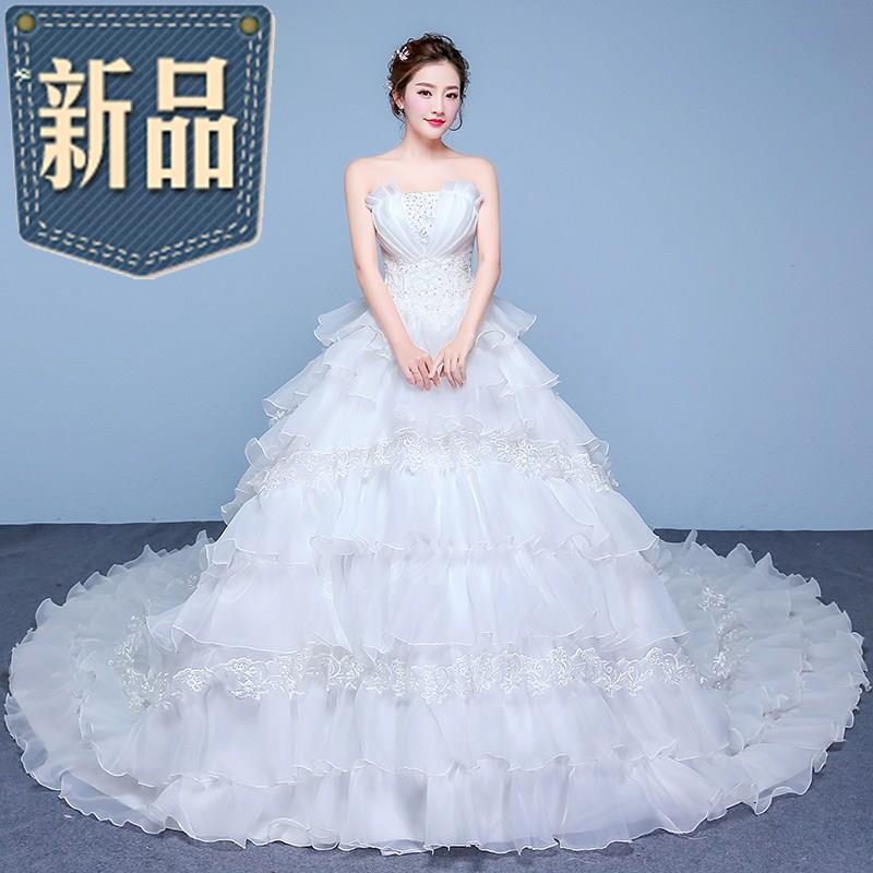 2018新款婚纱礼服春夏韩版优雅甜美收身O绑带大拖尾婚纱影楼拖尾|msdalam kategori Butik wanita / wanita, perkahwinan/Cheongsam/pakaian, perkahwinan - dari Buy2taobao.com untuk memberikan perkhidmatan ejen Taobao profesional membeli