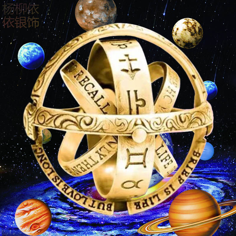 Astronomy lovers Ring Sterling Silver Flip deformation universe Germany Retro originality Open Become Astronomyin the Accessories/Fashion Jewelry, Ring/Ring category - from Buy2taobao.com to provide professional Taobao agent buy service