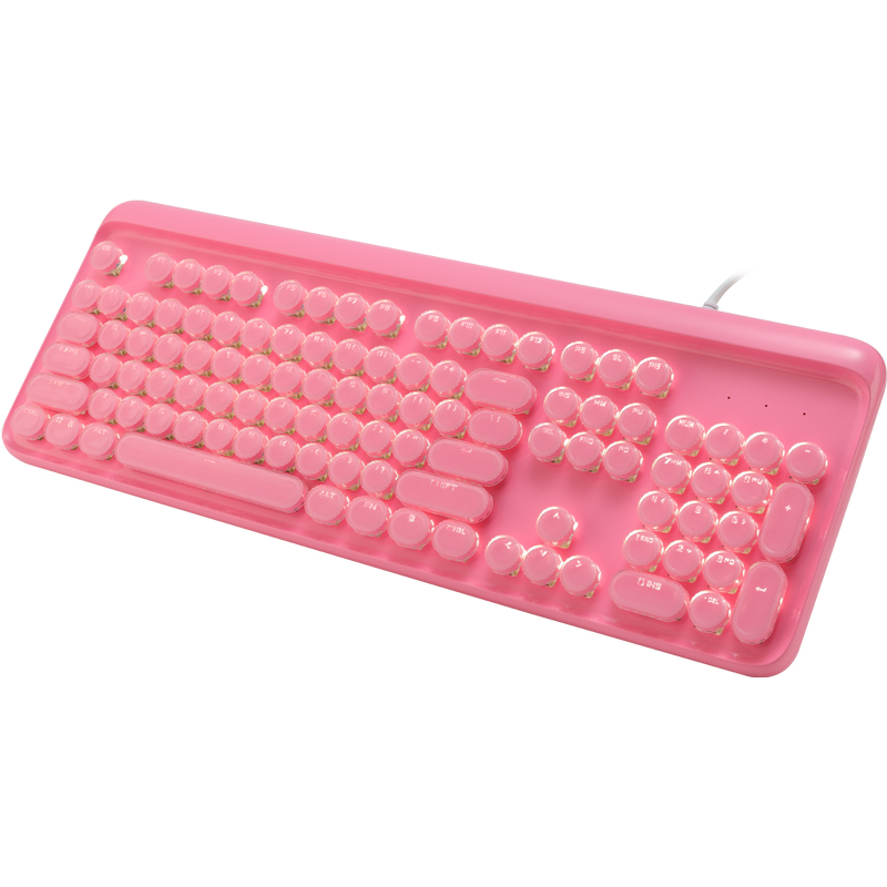 Pink lovely Retro Punk Mechanics keyboard Green shaft crystal Dot circular Translucency girl student game keyboardin the Computer Hardware/Monitor/Computer Peripherals , Keyboard category - from Buy2taobao.com to provide professional Taobao agent buy service