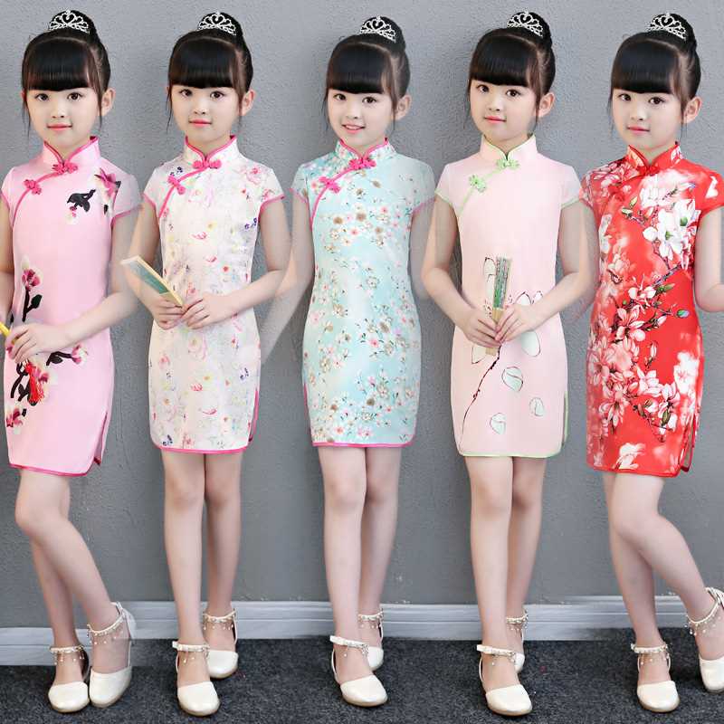 青花瓷2019儿童旗袍中式小孩夏季女童幼儿园真丝中国风走秀礼服裙|ruв категории Детская одежда, детей ципао/костюм/национальная одежда, ципао - от Buy2taobao.com для оказания профессиональной услуги покупки агента Taobao