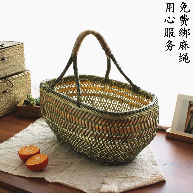 竹篮子圆篮手工竹制品手提菜篮蔬菜篮鸡蛋篮水果收纳竹筐竹编竹器|ruв категории доставка цветов/цветок моделирования/растения садоводства, ваза/цветок/горшок/цветок (новый), корзинка - от Buy2taobao.com для оказания профессиональной услуги покупки агента Taobao