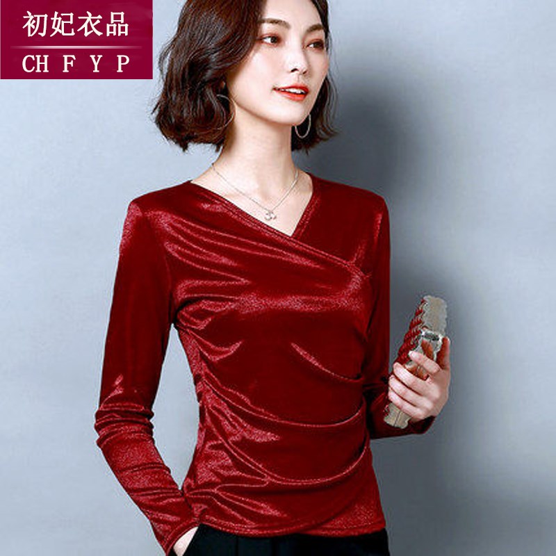 2019春装新款女装很仙的上衣百搭小衫V领大码打底衫T恤女长袖洋气在类目 女装/女士精品, 蕾丝衫/雪纺衫中 - 来自Buy2taobao.com提供专业的淘宝代购服务