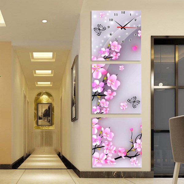 春暖花开三联画钟表创意艺术时针客厅玄关装饰画竖版 无框画挂钟在类目 家居饰品, 装饰画, 无框画挂钟中 - 来自Buy2taobao.com提供专业的淘宝代购服务
