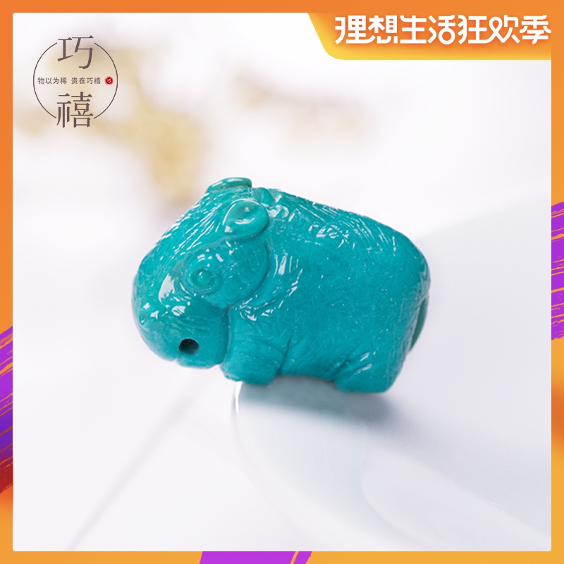 natural Ore Porcelain Blue Turquoise Hippo Carving Pendant Hand string Necklace Pendant phone chain Accessoriesin the Jewelry/Diamond/Jade/Gold , Colored stones/Precious stones , Other category - from Buy2taobao.com to provide professional Taobao agent buy service