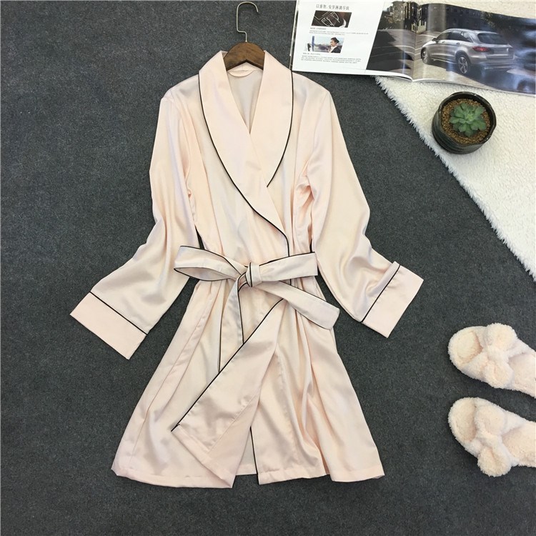 真丝睡袍女夏冰丝绸性感睡衣粉色和服式系带女士浴袍美容院专用在类目 女士内衣/男士内衣/家居服, 睡袍/浴袍中 - 来自Buy2taobao.com提供专业的淘宝代购服务