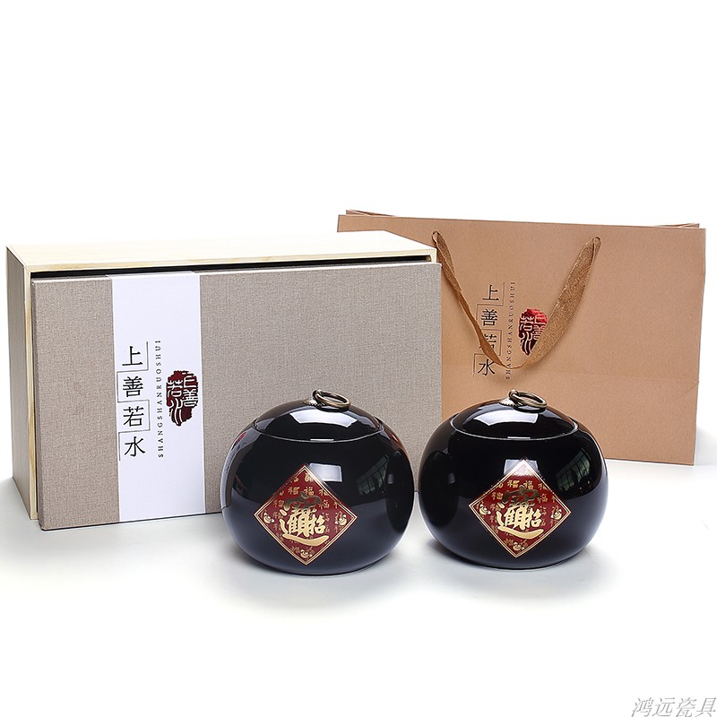 Dual tank ceramics Tea packing Gift box Large Catty Tea pot Green Tea black tea ceramics Canister customizedin the Tableware , Tea set , Tea caddy category - from Buy2taobao.com to provide professional Taobao agent buy service
