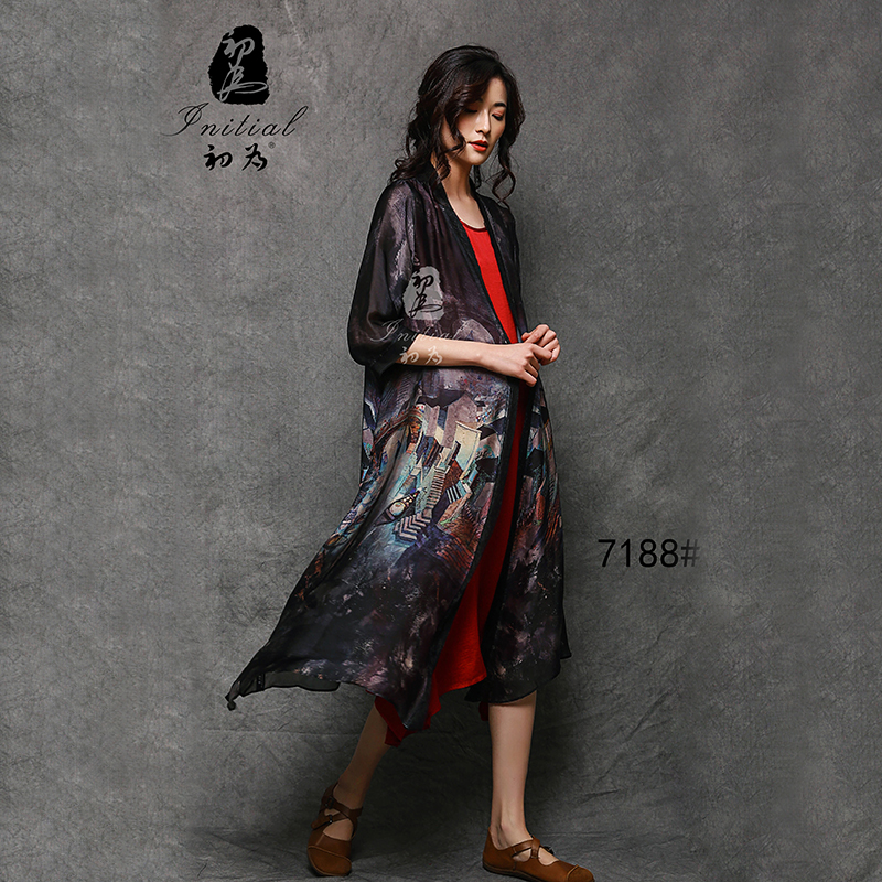 Women's wear 2019 Spring and summer new pattern Large printing have more cash than can be accounted for Cardiganin the Women's clothing/Boutique , Large size women category - from Buy2taobao.com to provide professional Taobao agent buy service