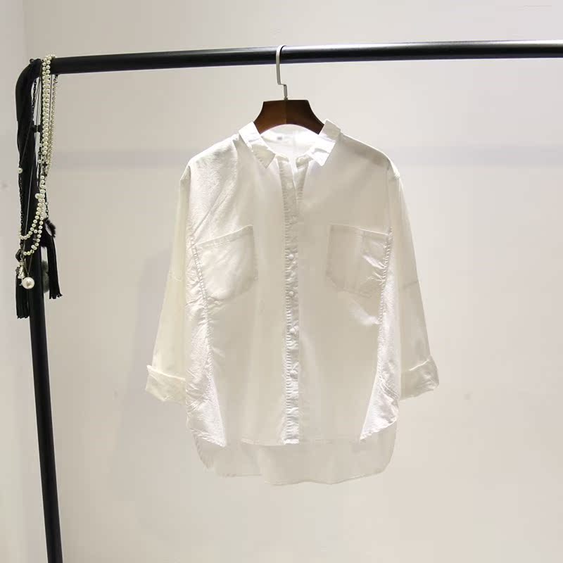 Spring New products Korean Edition fashion Easy Double pockets cotton white shirtin the Women's clothing/Boutique , Shirt category - from Buy2taobao.com to provide professional Taobao agent buy service