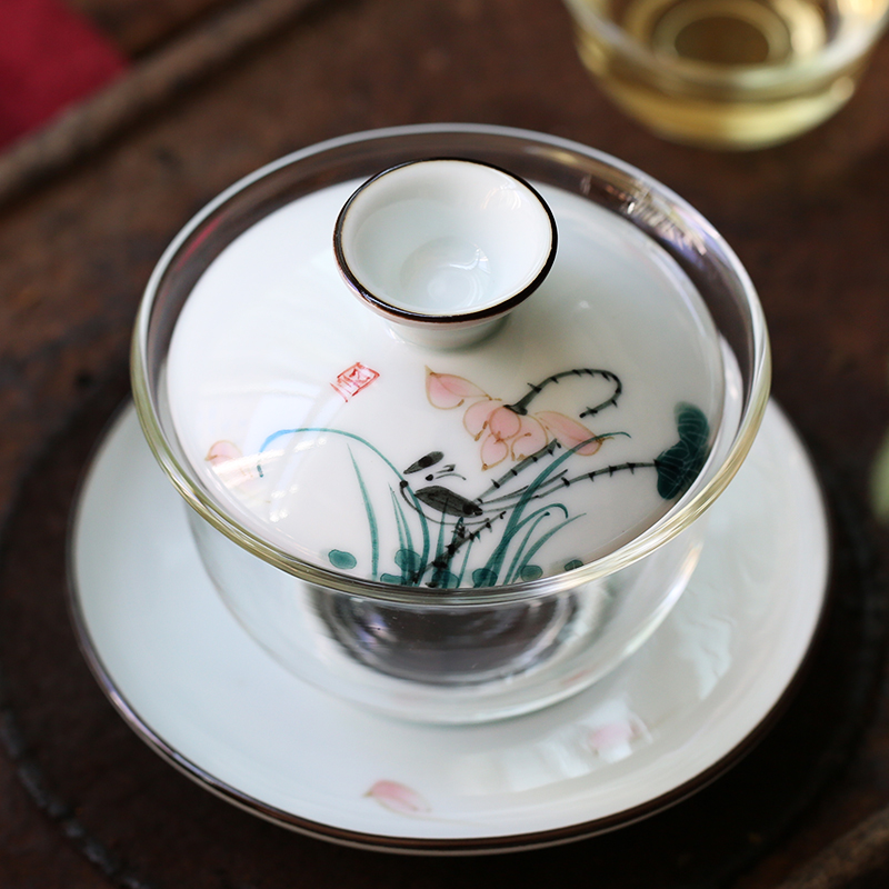 日本茶杯茶道泡茶器 包邮 陶瓷手绘盖碗 耐热玻三才碗功夫茶具茶在类目 餐饮具, 茶具, 盖碗中 - 来自Buy2taobao.com提供专业的淘宝代购服务