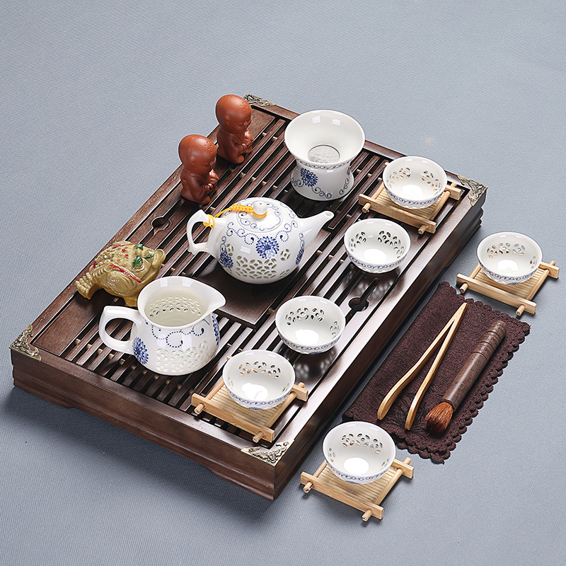 日本紫砂功夫茶具套装家用茶盘抽屉式茶台整套简约陶瓷茶杯办公实|ruв категории посуда, чайный сервиз, набор чайный сервиз - от Buy2taobao.com для оказания профессиональной услуги покупки агента Taobao