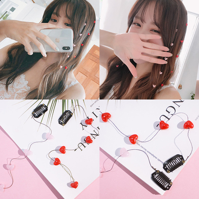 元气少女甜美爱心流线BB夹发梳隐形发夹超仙流苏发饰韩国ins头饰