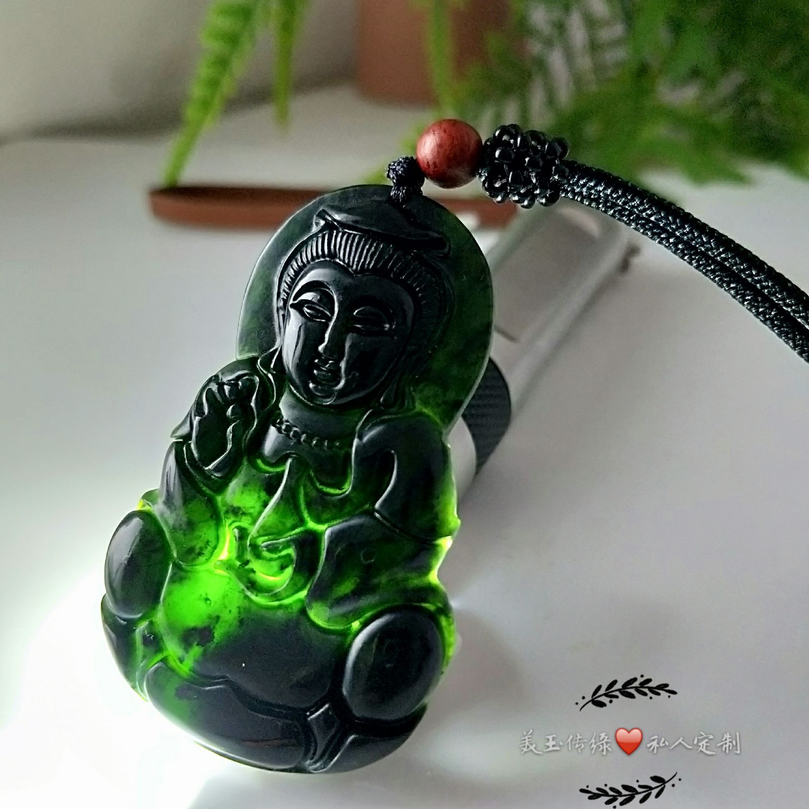 天然墨绿玉 A货观音挂件 玉观音吊坠 菩萨玉男款礼品 证书|msdalam kategori barang kemas/berlian/Emerald/emas, jed semula jadi yang lain, Neckwear - dari Buy2taobao.com untuk memberikan perkhidmatan ejen Taobao profesional membeli
