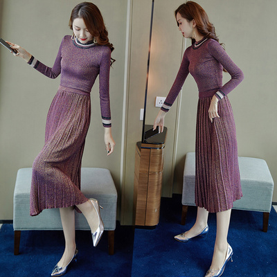 秋装2018新款女韩版修身长袖打底裙收腰毛衣裙气质秋季针织连衣裙