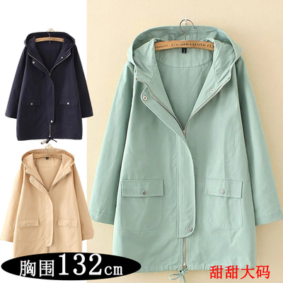 加大码女装秋冬装 胖mm韩版显瘦时尚宽松中长款磨毛风衣 外套潮女