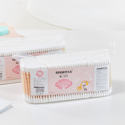 化妆棉签500支袋装双头纯棉木棒竹棒美容棉棒清洁卫生卸妆棉签
