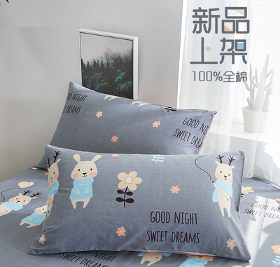 全棉斜纹枕套纯棉单人学生宿舍枕芯套一对装儿童整枕头套48x74cm