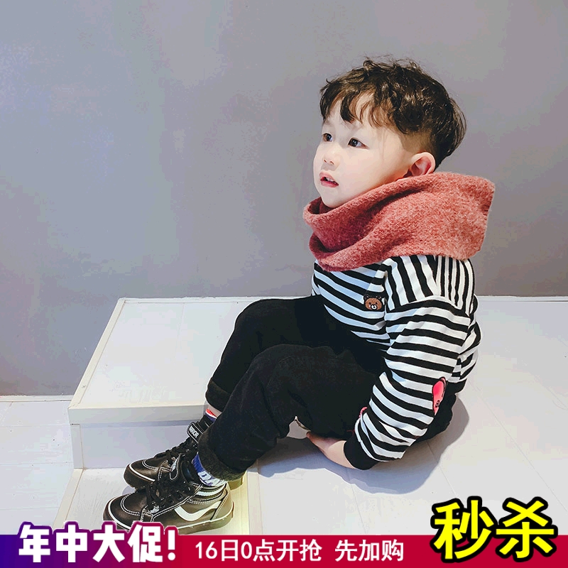 【【店铺回馈】男童加绒卫衣春秋条纹童装儿童上衣 S1774|msdalam kategori Kanak-kanak/Bayi/Keluarga dipasang, sweater/Fleece - dari Buy2taobao.com untuk memberikan perkhidmatan ejen Taobao profesional membeli