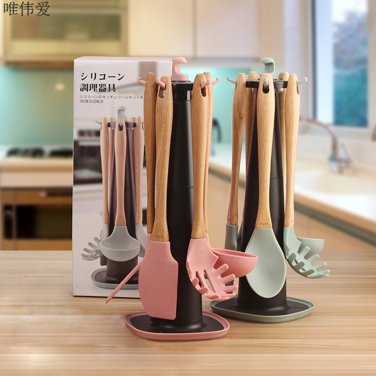 木棒硅胶厨具套装 不粘锅硅胶厨具套装 厨房烹饪勺铲套装在类目 厨房/烹饪用具, 烹饪用具, 烹饪勺铲, 木铲中 - 来自Buy2taobao.com提供专业的淘宝代购服务