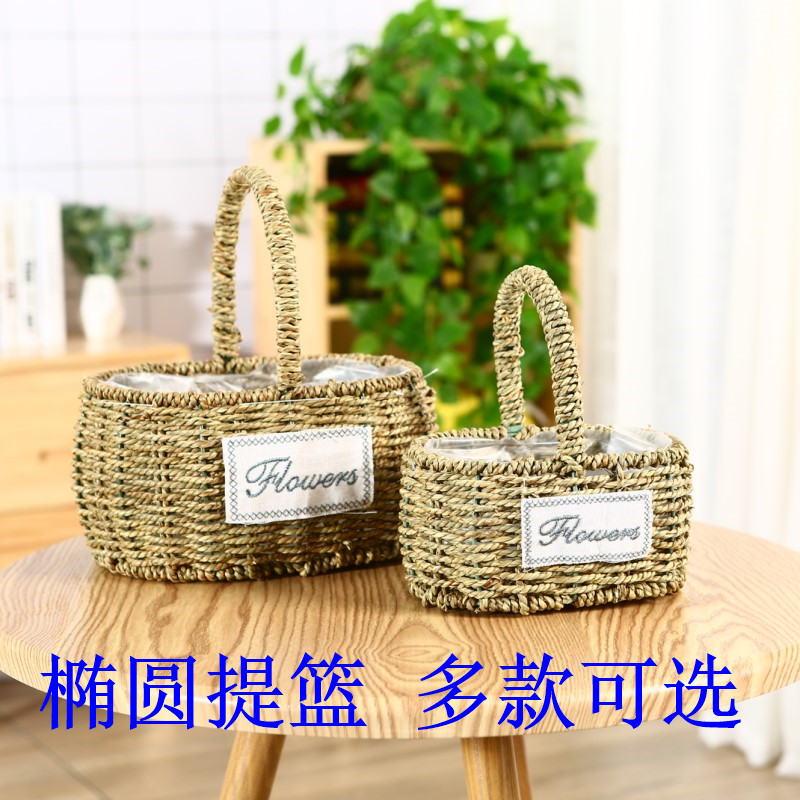 田园手工草编柳编藤编婚庆插花手提花篮花盆家居装饰包邮在类目 家居饰品, 花瓶/花器/仿真花/仿真饰品, 花器/花瓶, 花篮中 - 来自Buy2taobao.com提供专业的淘宝代购服务