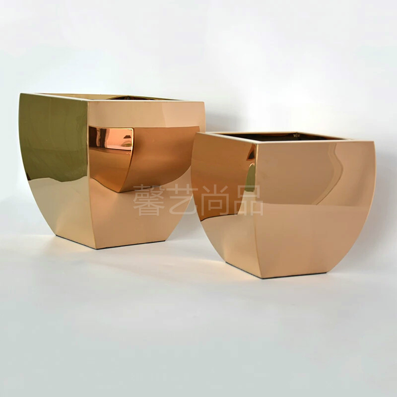 Customized Stainless steel Flower pot Floral organ vase Faceplate Mirror trapezium Gold platingin the Home accessories , Vase/Flower/Artificial flowers/Imitation jewelry , Flower/Vase , Flower barrels category - from Buy2taobao.com to provide professional Taobao agent buy service