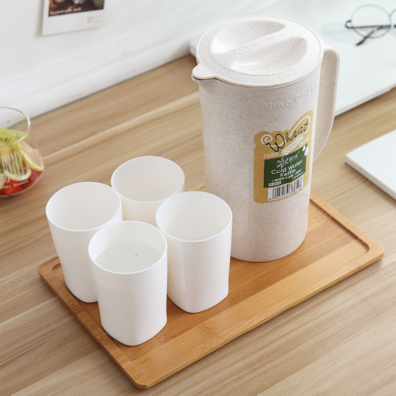 小麦秸秆冷水瓶家用茶壶扎壶果汁壶耐热塑料大容量凉水壶水杯套装在类目 餐饮具, 杯子/水杯/水壶, 冷水壶中 - 来自Buy2taobao.com提供专业的淘宝代购服务