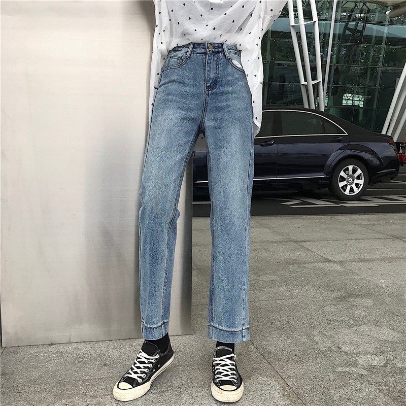牛仔裤女复古春秋宽松泫雅学生百搭显瘦高腰直筒裤九分阔腿韩版子在类目 女装/女士精品, 牛仔裤中 - 来自Buy2taobao.com提供专业的淘宝代购服务