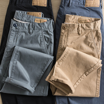 秋季男士宽松小直筒休闲裤自然水洗鱼骨纹微弹力工装裤长裤男裤子