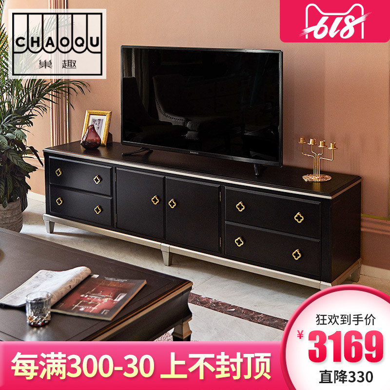 American style Light extravagance solid wood TV cabinet Postmodern Simplicity a living room furniture black tea table TV cabinet combinationin the Residential furniture , Cabinet , TV cabinet category - from Buy2taobao.com to provide professional Taobao agent buy service
