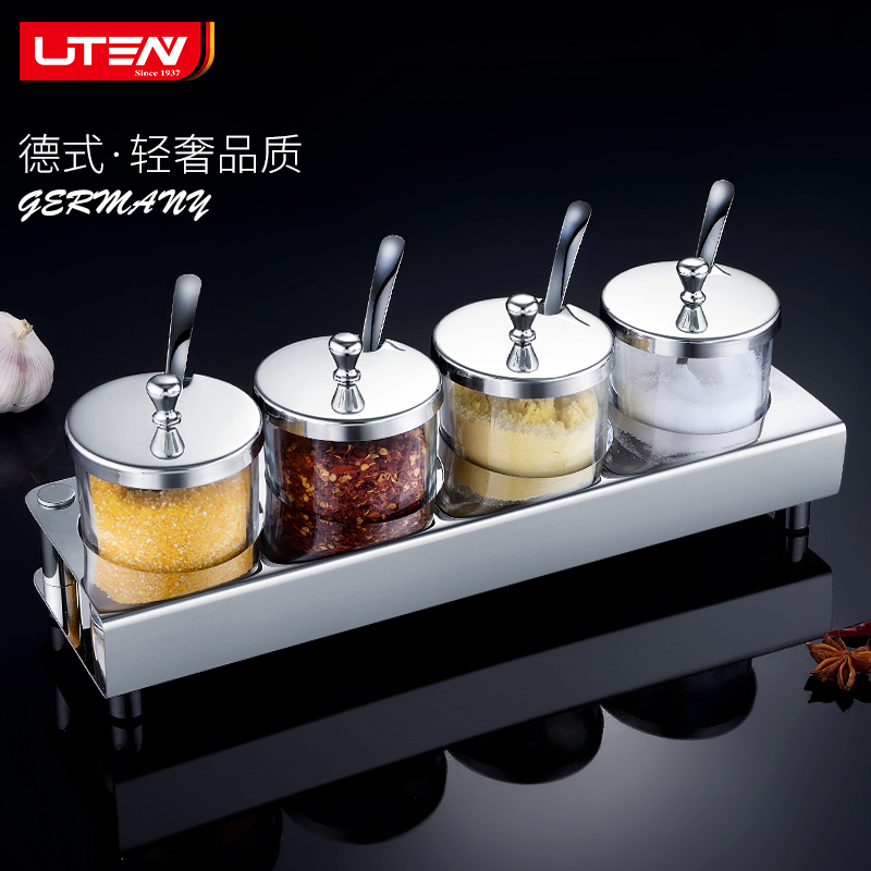 创意不锈钢调味罐 套装调料盒家用调料罐玻璃调味瓶厨房佐料盐罐在类目 厨房/烹饪用具, 厨用小工具/厨房储物, 储物瓶罐/厨房储物器皿, 调味瓶罐中 - 来自Buy2taobao.com提供专业的淘宝代购服务