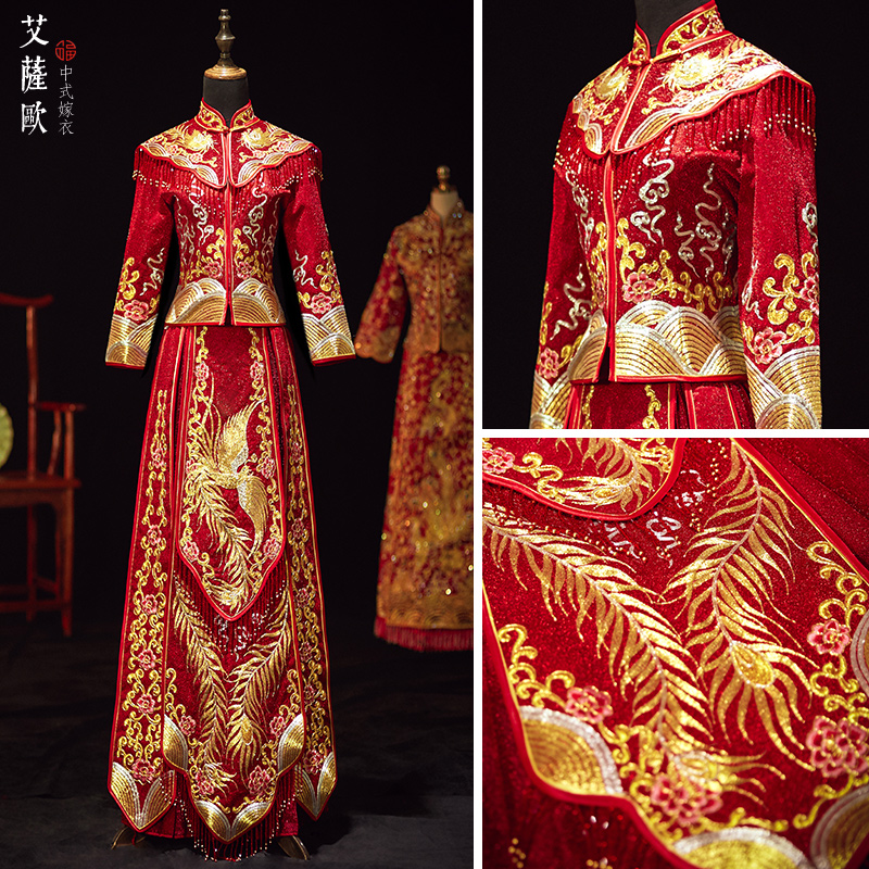 Tailing Xiu clothing bride full dress 2019 new pattern Chinese style Toast clothing Coronet Xiapei ancient costume Wedding dress Dragon and gownin the Women's clothing/Boutique , Wedding/Cheongsam/Formal dress , Cheongsam category - from Buy2taobao.com to provide professional Taobao agent buy service