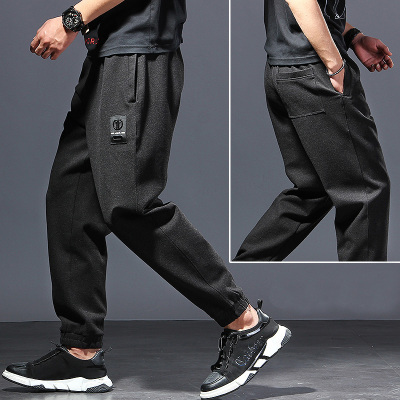 春季休闲运动裤男大码束脚裤宽松卫裤加肥加大胖子男裤裤子秋冬潮