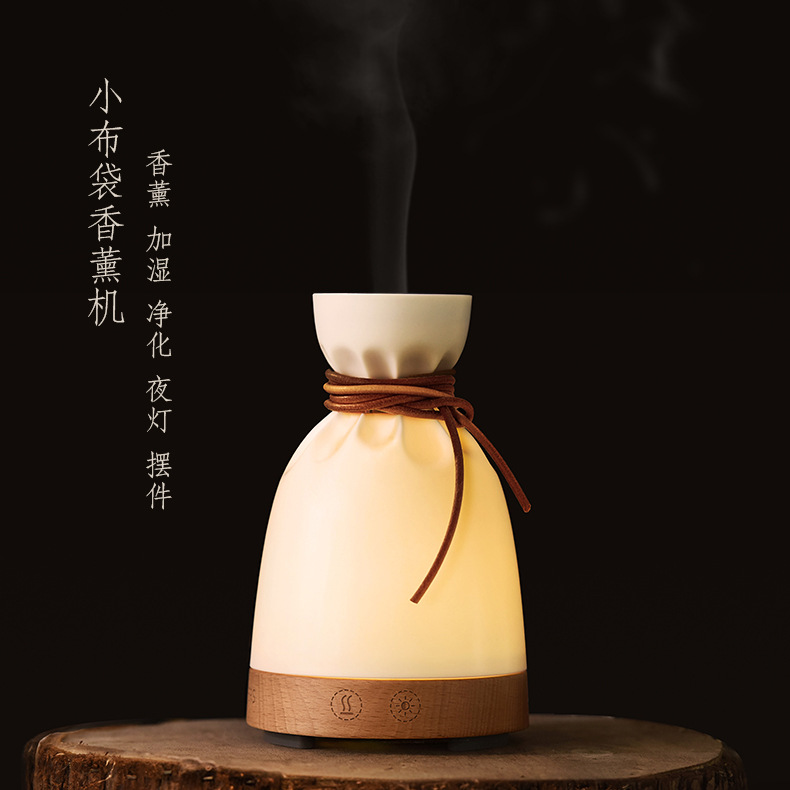 小布袋香薰加湿器创意香薰灯实木灯氛围夜灯家用卧室台灯熏香机在类目 生活电器, 加湿器中 - 来自Buy2taobao.com提供专业的淘宝代购服务