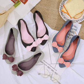 2018 Latest Europe and America Fashion boots bow Imitation leather Low Shallow mouth Versatile Tip Flat heel Waterproof shoesin the Women's Shoes, Rain Boots category - from Buy2taobao.com to provide professional Taobao agent buy service