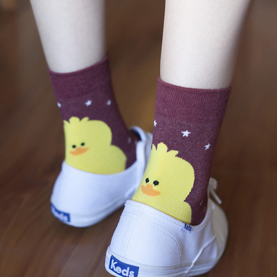 秋冬韩国袜子个性创意动物可爱卡通袜女士棉袜子中筒袜韩版女潮袜