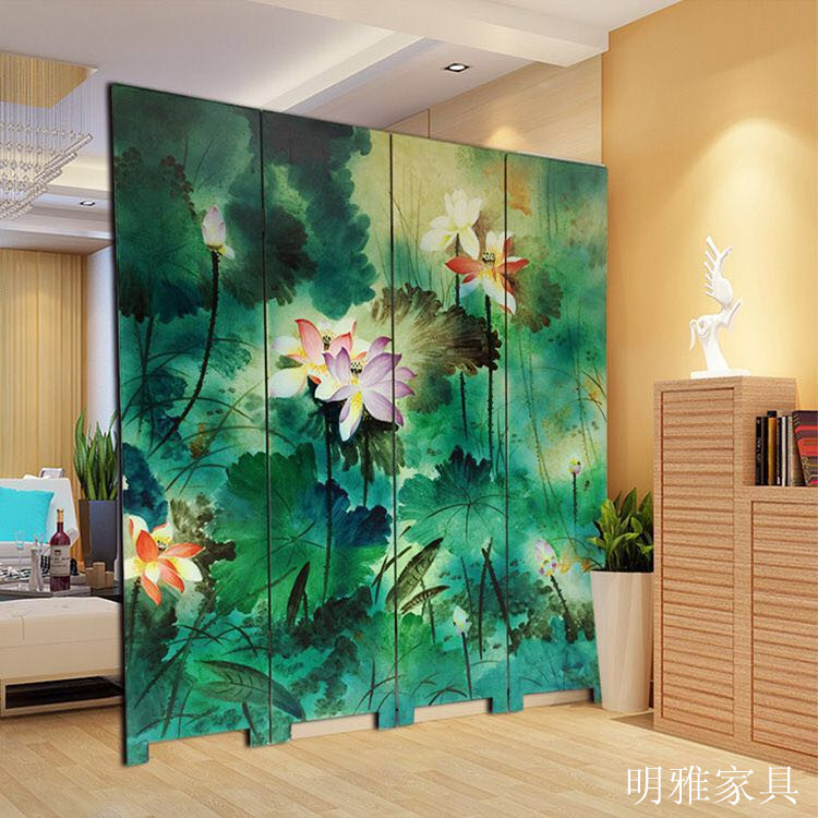 Coloured drawing Lacquer painting classical screen Chinese style Hand drawn Lotus Block screen Table plaque Hanging picture Guaping Entrance partitionin the Residential furniture , Screen/Flower Window , Folding screen category - from Buy2taobao.com to provide professional Taobao agent buy service