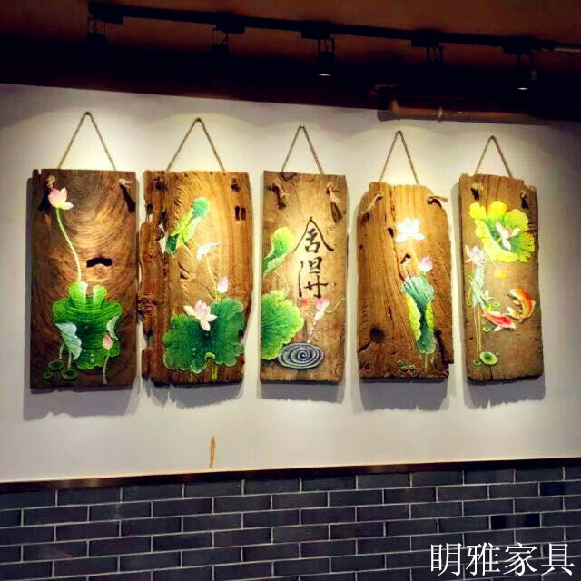 厂家直销风化木板挂画荷花鲤鱼挂画墙壁装饰画客厅会所挂画价优在类目 家居饰品, 装饰画, 现代装饰画中 - 来自Buy2taobao.com提供专业的淘宝代购服务