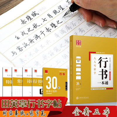 【赠练字笔】田英章行书一本通5册 人人写好字 硬笔钢笔字帖 学生成人