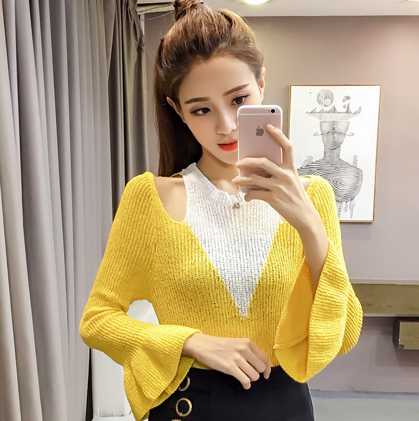 2018 Autumn new pattern fashion temperament Women's wear Confidante Versatile Sweater jacket strapless Socket Long sleeve sweaterin the Women's clothing/Boutique , Wool sweater category - from Buy2taobao.com to provide professional Taobao agent buy service