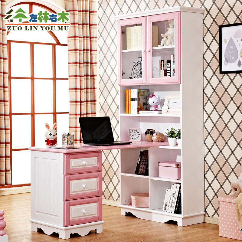 All solid wood desk bookshelf Bookcase combination Pink Children learning table Desk household Desktop Corner Computer Deskin the Residential furniture , Tables , Desk category - from Buy2taobao.com to provide professional Taobao agent buy service