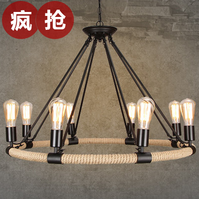 设计师北欧美式艺术咖啡厅吊灯乡村田园风格工业复古铁艺麻绳吊灯在类目 家装主材, 灯具灯饰, 吊灯中 - 来自Buy2taobao.com提供专业的淘宝代购服务
